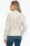 Snobbish Faux Leather Biker Jacket with Side Zip Pockets 