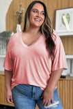 Basic Bae Full Size Bamboo V-Neck Drop Shoulder T-Shirt 
