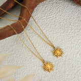 Titanium Steel Sun Shape Pendant Necklace 