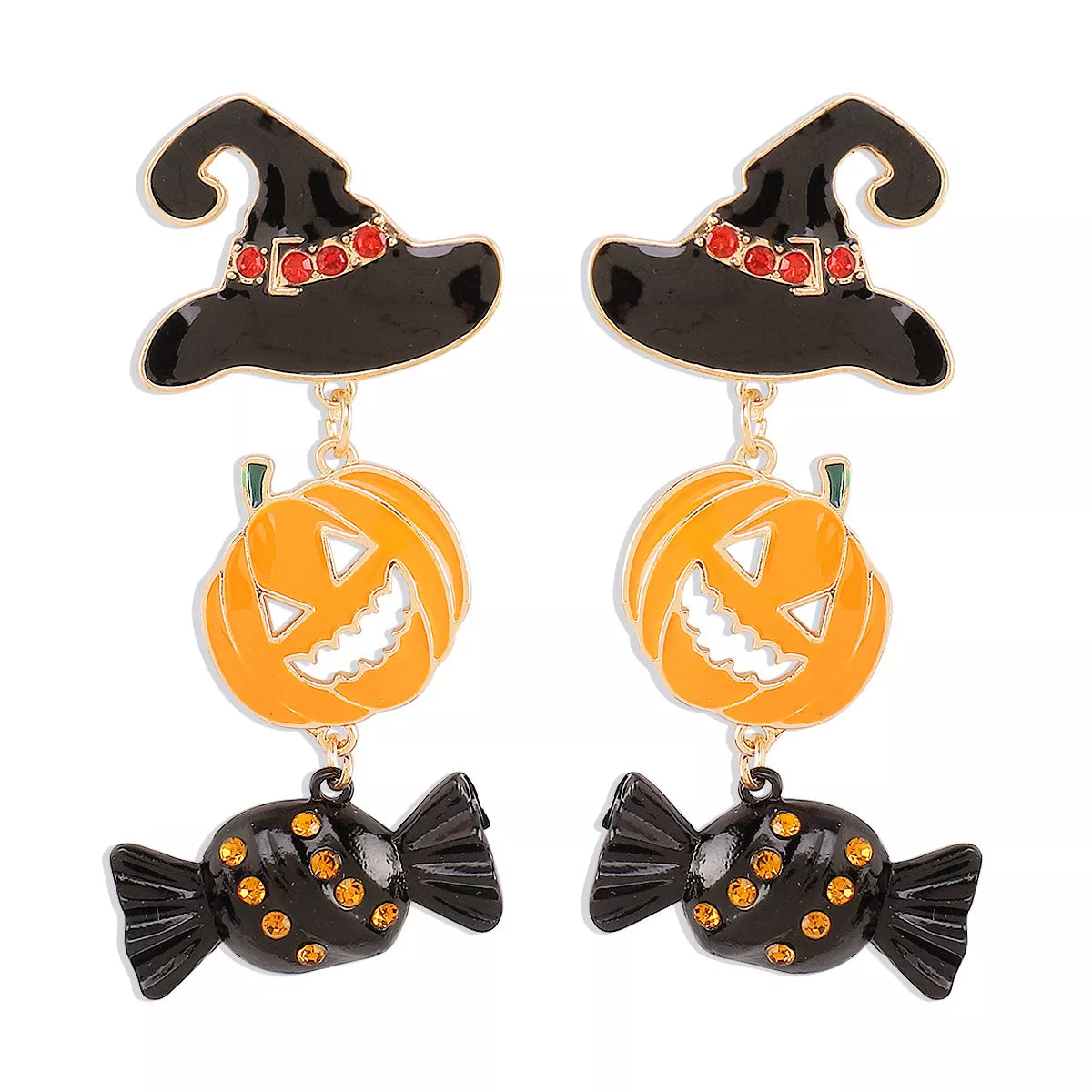Halloween 18K Gold-Plated Alloy Pumpkin Earrings 