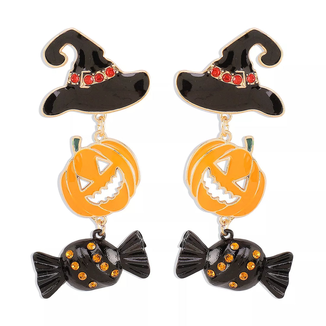 Halloween 18K Gold-Plated Alloy Pumpkin Earrings 