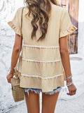Devine Round Neck Flounce Sleeve Blouse 