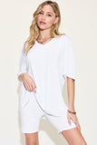 Basic Bae Full Size V-Neck Drop Shoulder T-Shirt and Shorts Set 