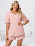 Notched Short Sleeve and Shorts Lounge Set Lingerie & Nightwear