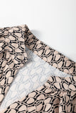 Khaki Geometric Print Notched Neck Puff Sleeve Blouse Tops/Blouses & Shirts