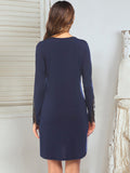 Lace Detail Long Sleeve Mini Lounge Dress 