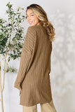 Basic Bae Full Size Ribbed Round Neck Long Sleeve Slit Top 