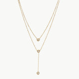 Stainless Steel Zircon Double-Layered Necklace 