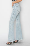 Risen Full Size High Rise Front Patch Pocket Flare Jeans 