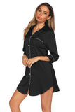 Button Up Collared Neck Night Dress with Pocket 