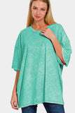 Zenana Full Size Washed Round Neck Drop Shoulder Oversized T-Shirt 