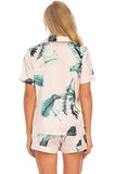 Printed Button Up Short Sleeve Top and Shorts Lounge Set Lingerie & Nightwear