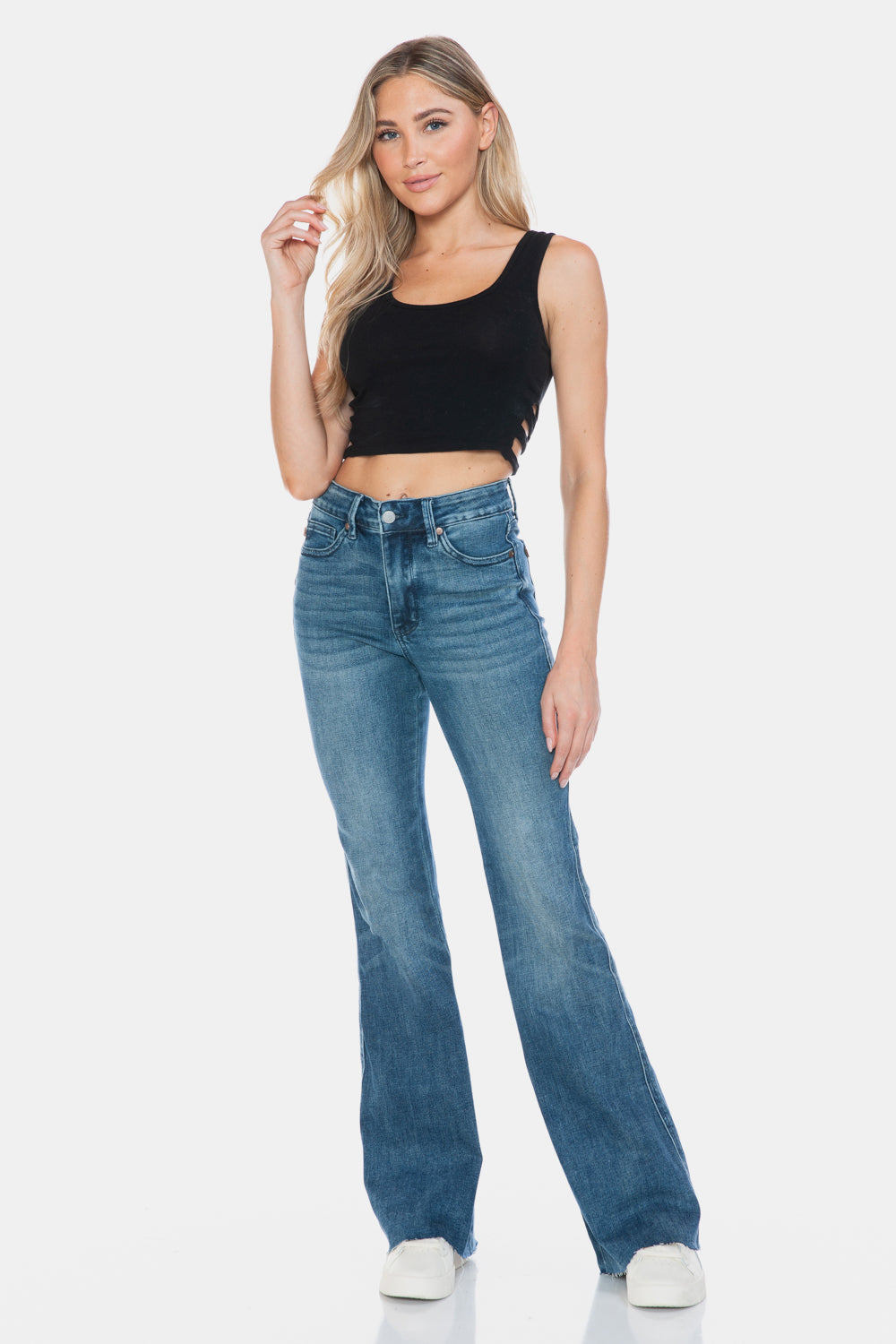 Judy Blue Full Size Tummy Control Cut Hem Flare Jeans 