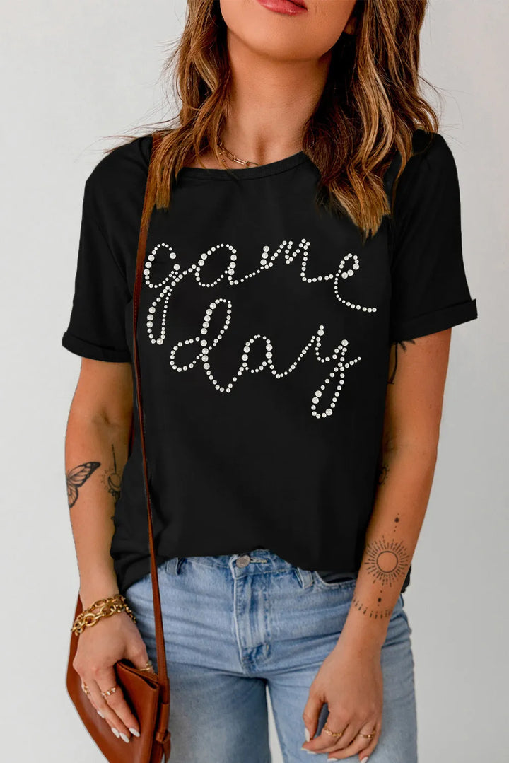 Full Size GAME DAY Round Neck Short Sleeve T-Shirt 