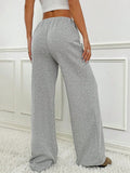 Striped Wide Leg Drawstring Pants 