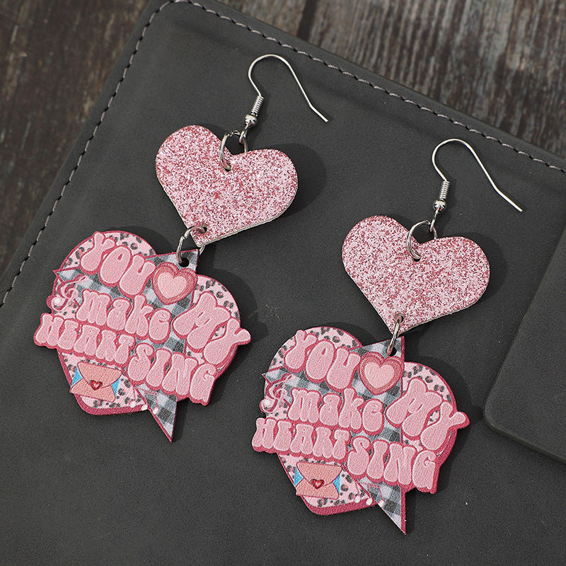 Heart Shape Wooden Earrings 