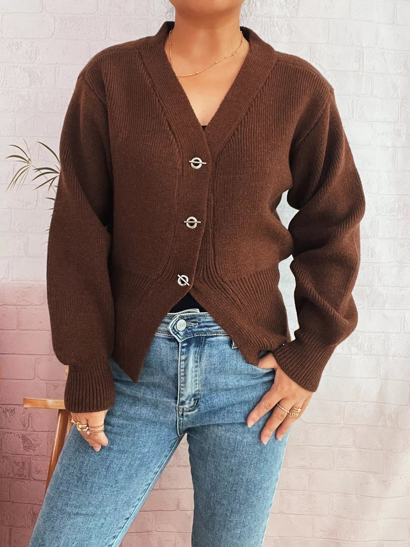 Button Up Long Sleeve Cardigan 