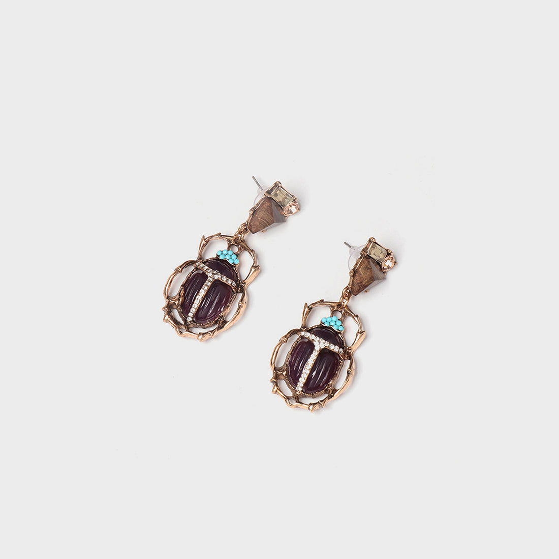 Beetle Shape Rhinestone Alloy Dangle Earrings 