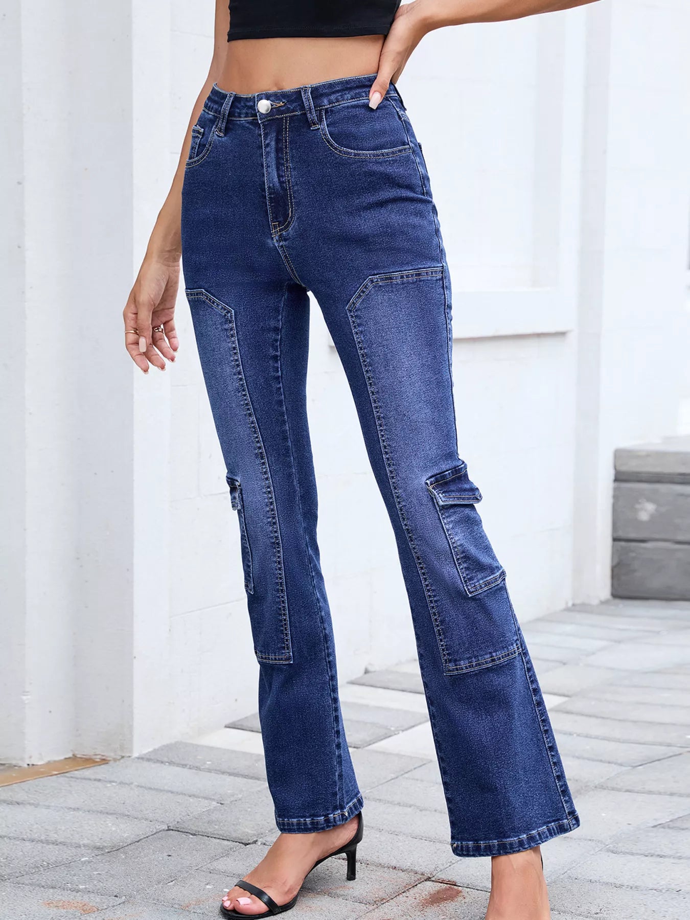 High-Waisted Bootcut Jeans 