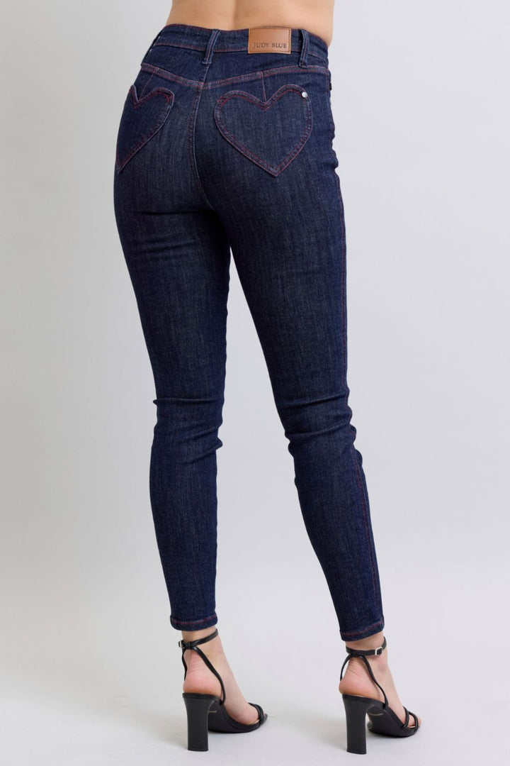 Judy Blue Full Size Heart Shaped Back Pockets Skinny Jeans 