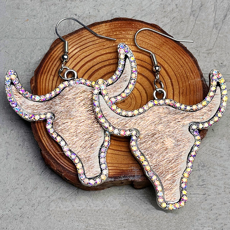 Rhinestone Bull Earrings 