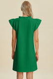 Double Take Full Size Ruffled V-Neck Cap Sleeve Dress 