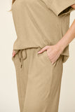 Double Take Full Size Texture Round Neck Short Sleeve T-Shirt and Wide Leg Pants 