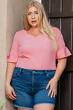 Plus Size V-Neck Half Sleeve Blouse 