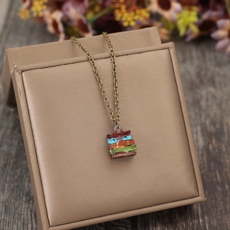 Alloy Books Pendant Necklace 