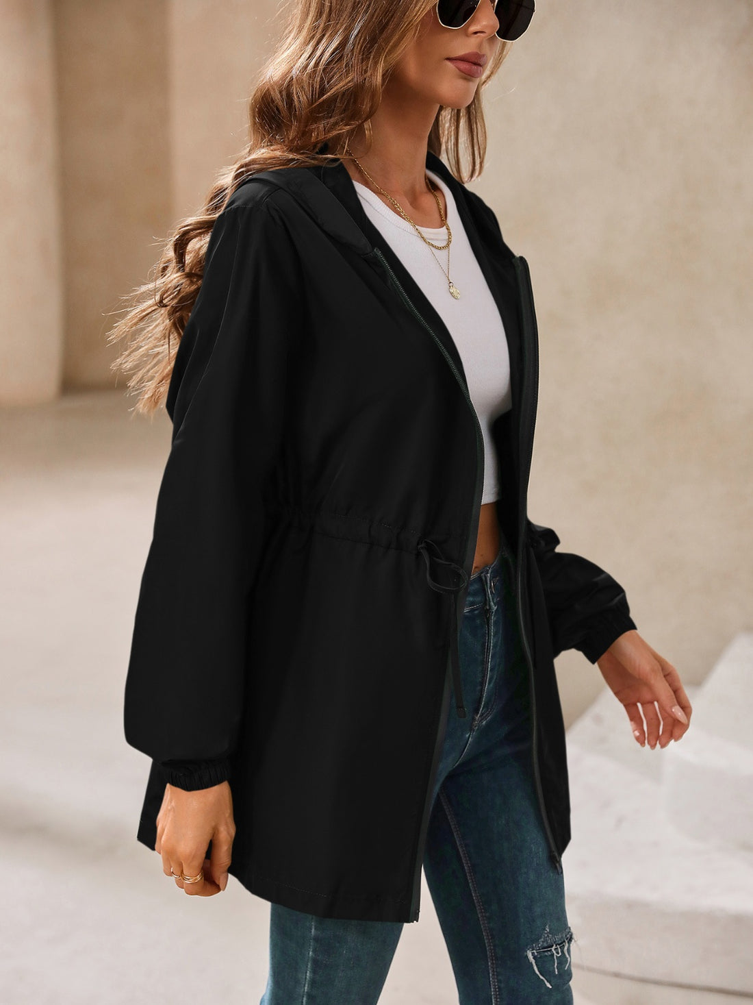 Ivy Lane Outdoor Waterproof Long Sleeve Hooded Windbreaker 