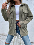 Snap Down Collared Neck Drop Shoulder Jacket 