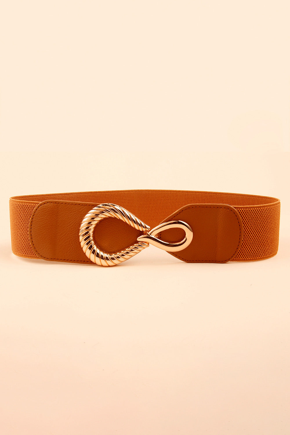 Ribbed Alloy Buckle Elastic Belt 