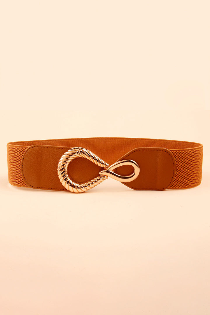 Ribbed Alloy Buckle Elastic Belt 