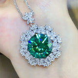 10 Carat Moissanite 925 Sterling Silver Pendant Necklace 