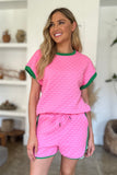 Double Take Full Size Texture Contrast T-Shirt and Shorts Set 