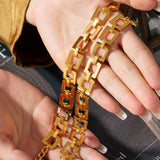 Titanium Steel Hollow Square Chain Bracelet 
