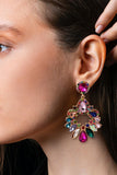 Zinc Alloy Frame Glass Stone Dangle Earrings 