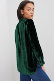Frill Half Button Mock Neck Long Sleeve Blouse 
