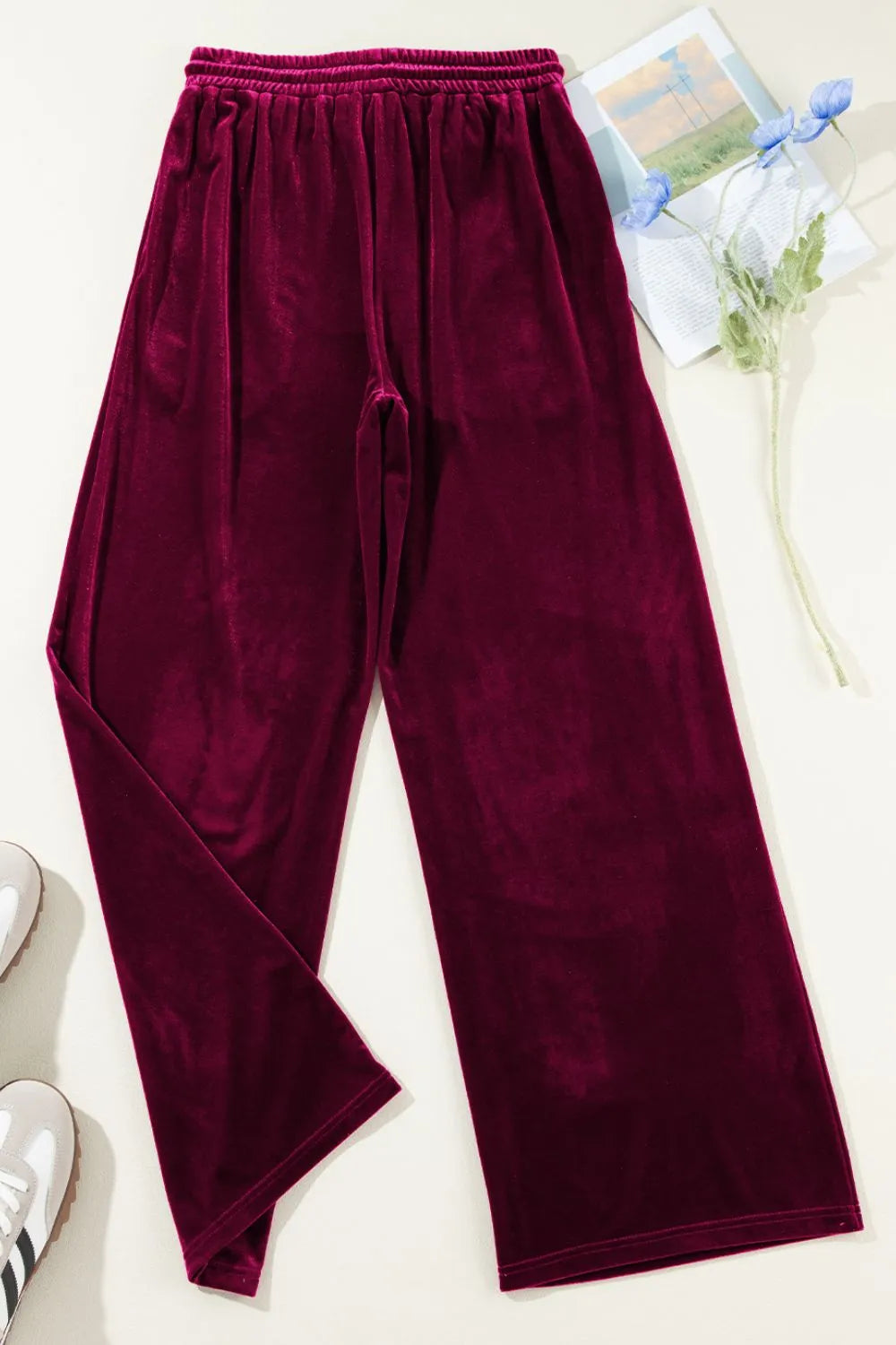 Drawstring Waist Wide Leg Active Pants 