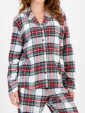 Plaid Collared Neck Button Up Top and Pants Lounge Set Lingerie & Nightwear