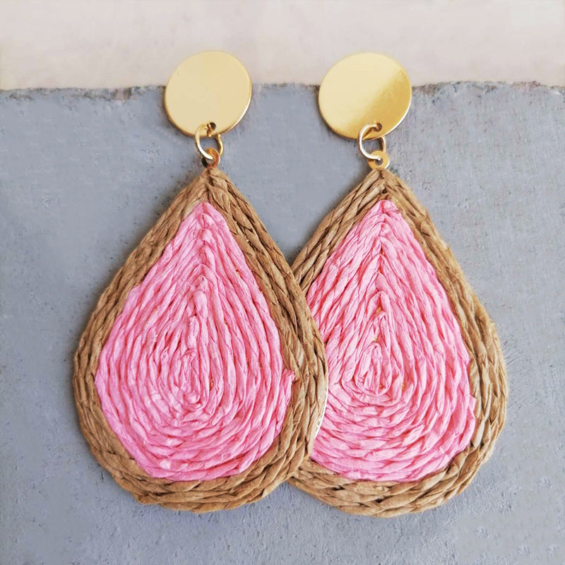 Raffia Grass Teardrop Earrings 