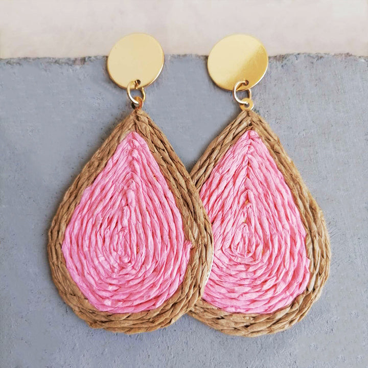 Raffia Grass Teardrop Earrings 