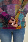 Double Take Full Size Plaid Dropped Shoulder Fleece Hoodie 