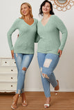 Basic Bae Full Size Ribbed V-Neck Long Sleeve T-Shirt 