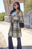 Double Take Full Size Plaid Button Up Lapel Collar Coat 