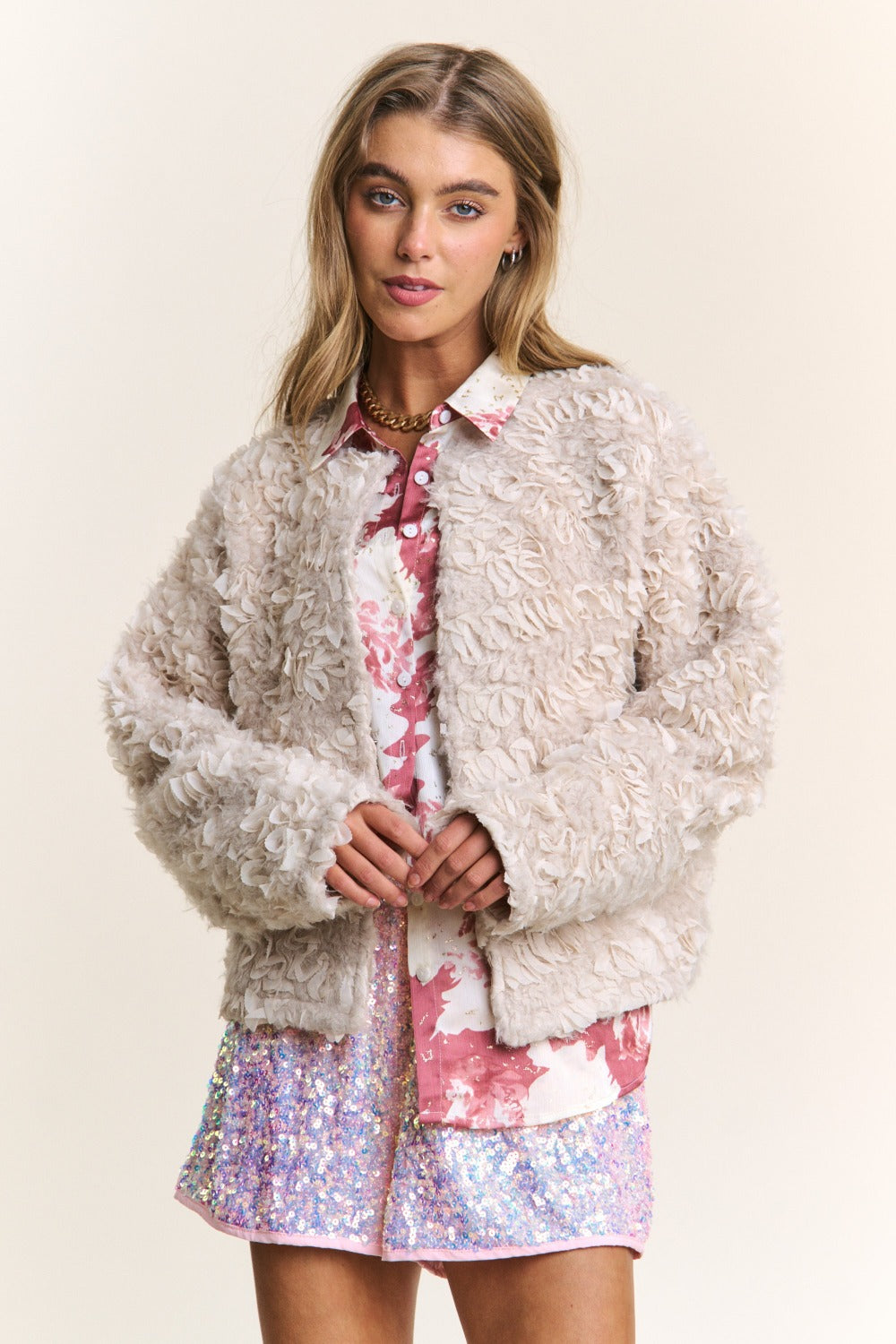 J.NNA Mixed Fabric Chic Jacket 