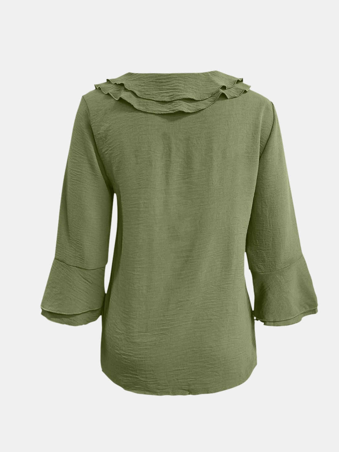 Full Size Ruffled V-Neck Flounce Sleeve Blouse 