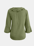 Full Size Ruffled V-Neck Flounce Sleeve Blouse 