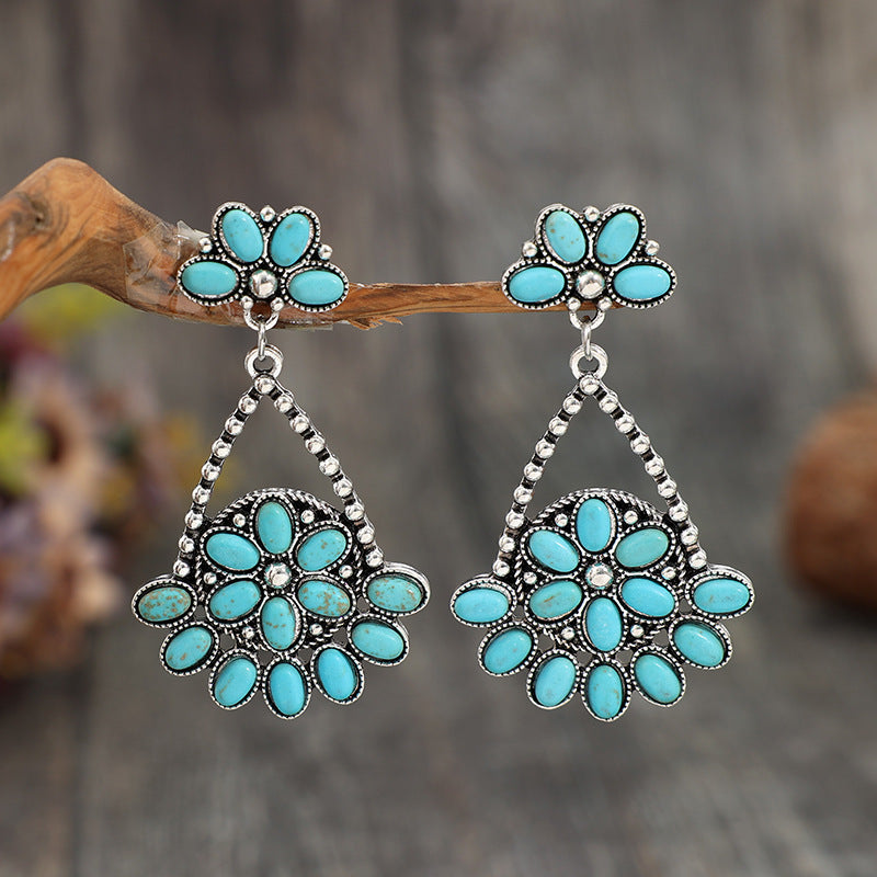 Artificial Turquoise Teardrop Earrings 