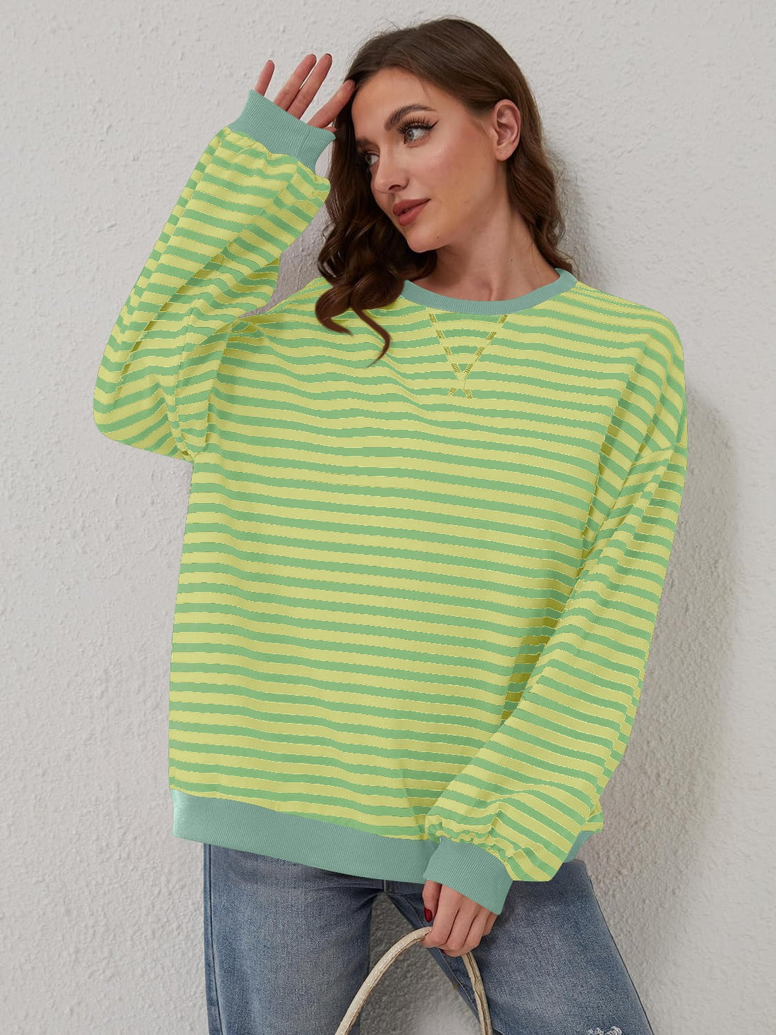 Lovelet Contrast Striped Long Sleeve Sweatshirt 